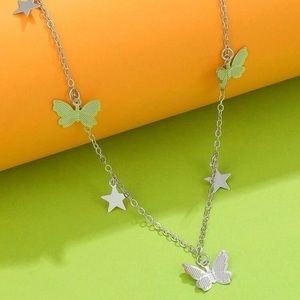 Butterfly Charm Necklace Silver Plated